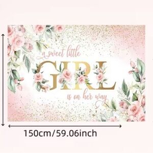 Baby Shower Backdrop & Party Supplies Bundle Pink & Gold